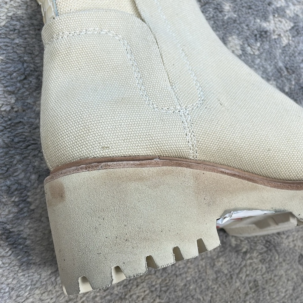 New Dolce Vita Huey Booties Ankle Boot Cream Sandstone Canvas Sz 6 - Picture 15 of 16